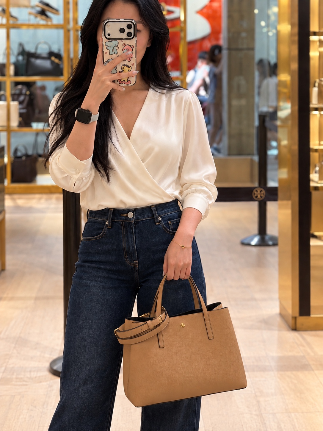 Tory Burch Structured Top-Handle Tote – Tan