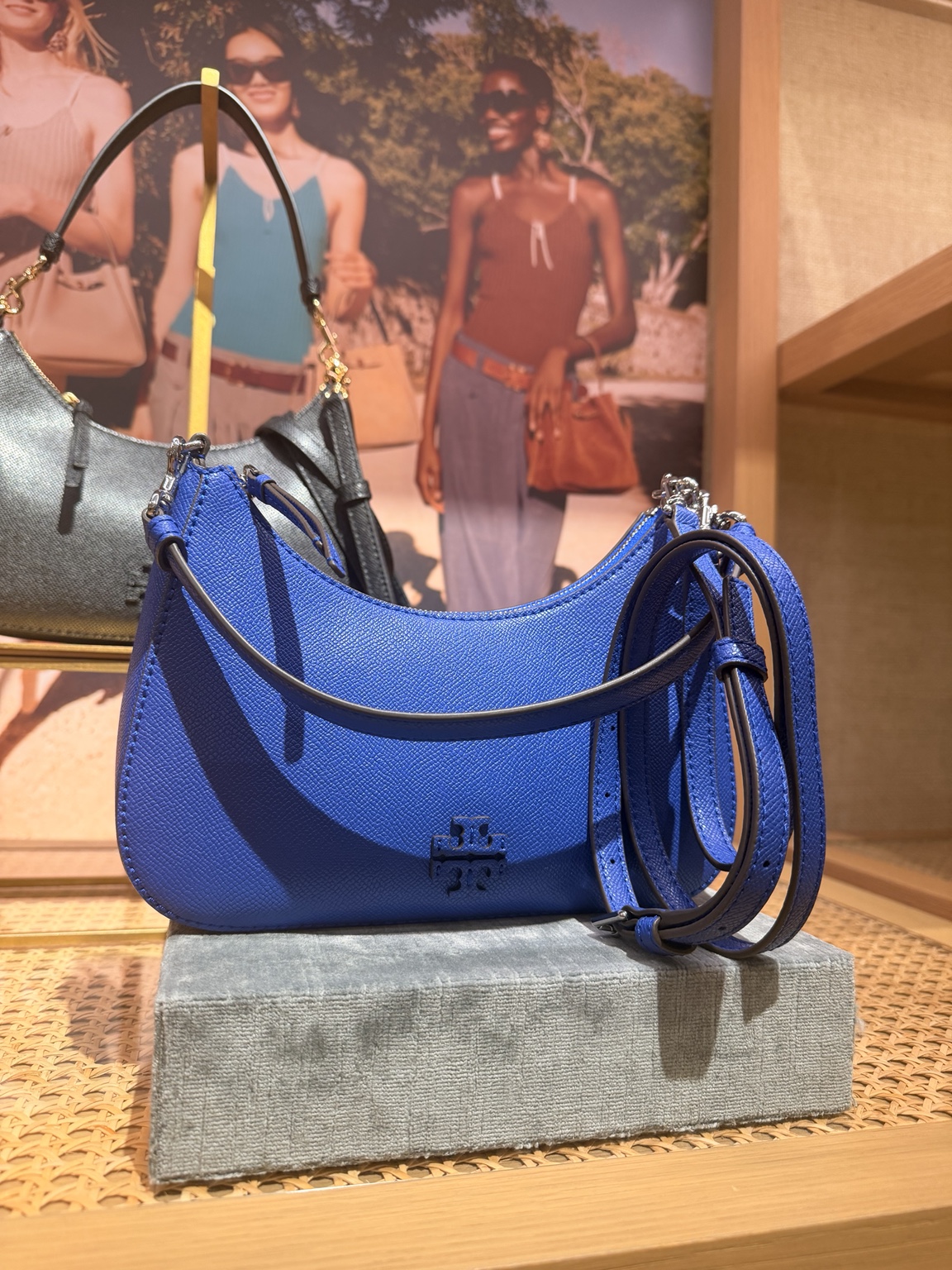 Tory Burch Pebbled Two-Strap Shoulder Bag – Blue
