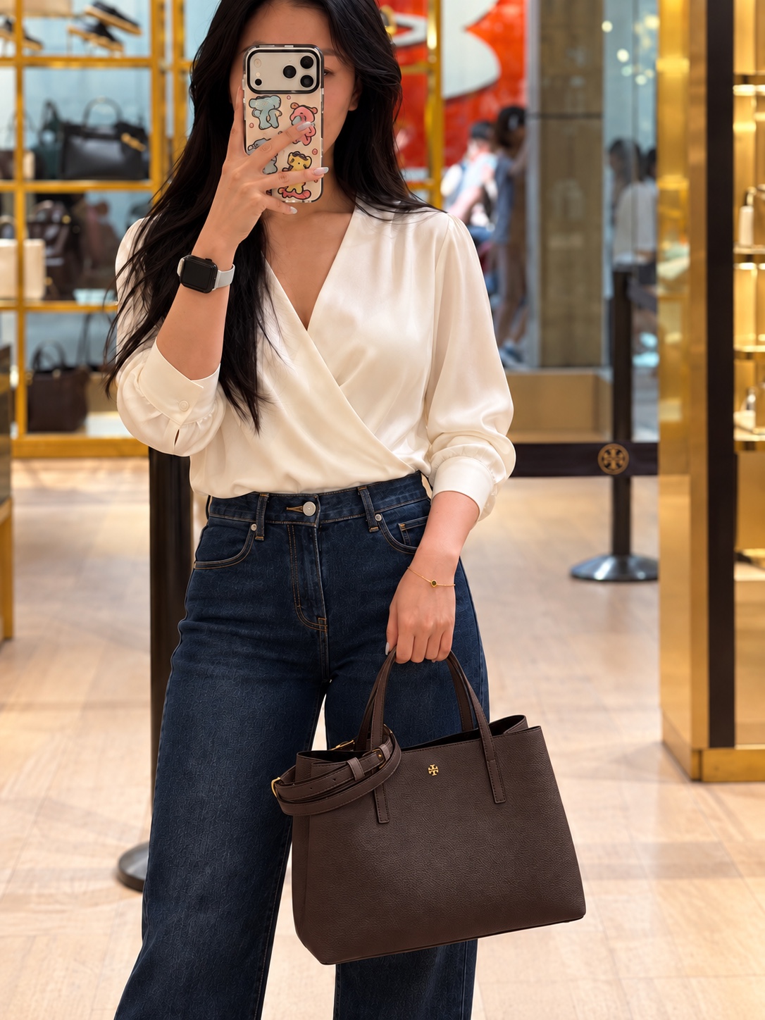 Tory Burch Structured Top-Handle Tote – Brown