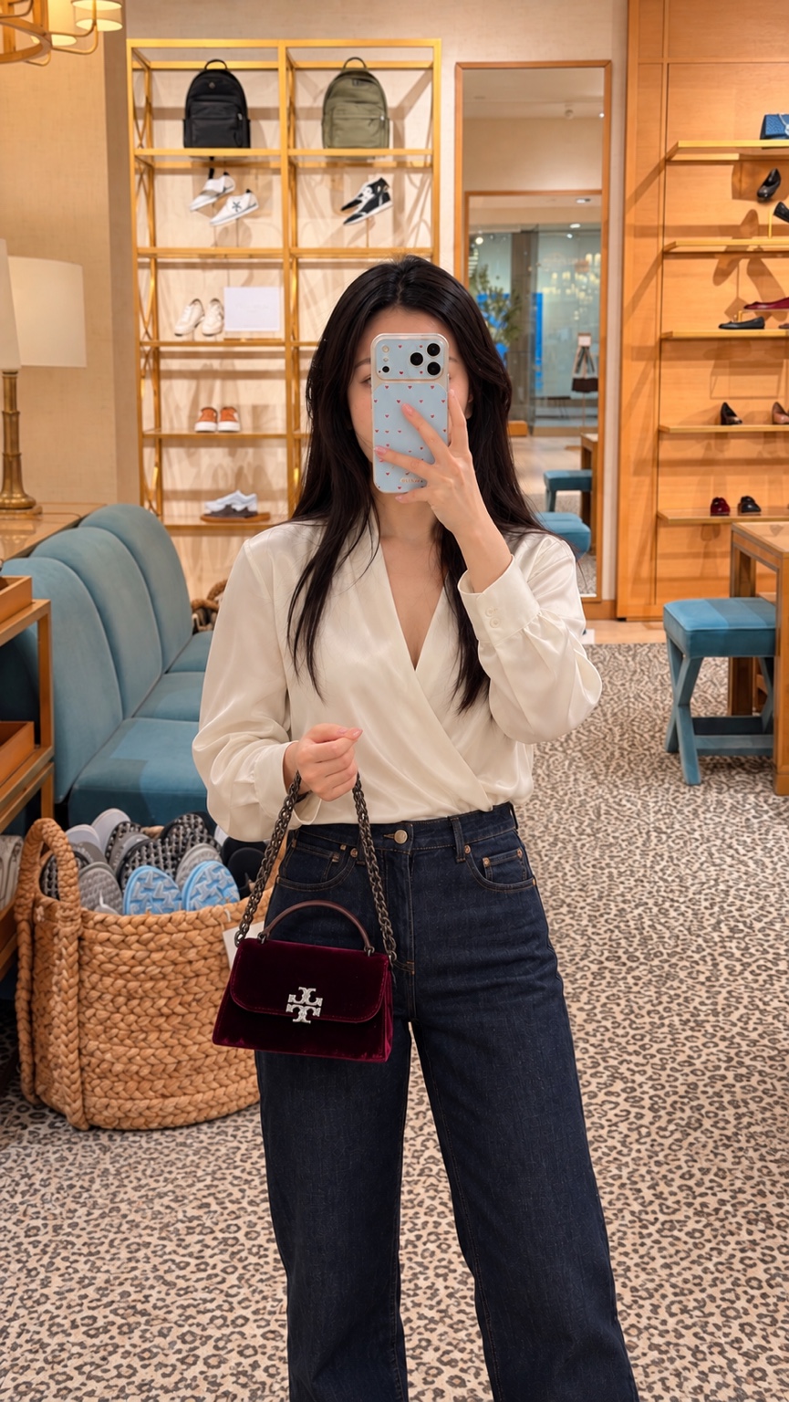 Tory Burch Velvet Mini Chain Top-Handle Bag – Burgundy