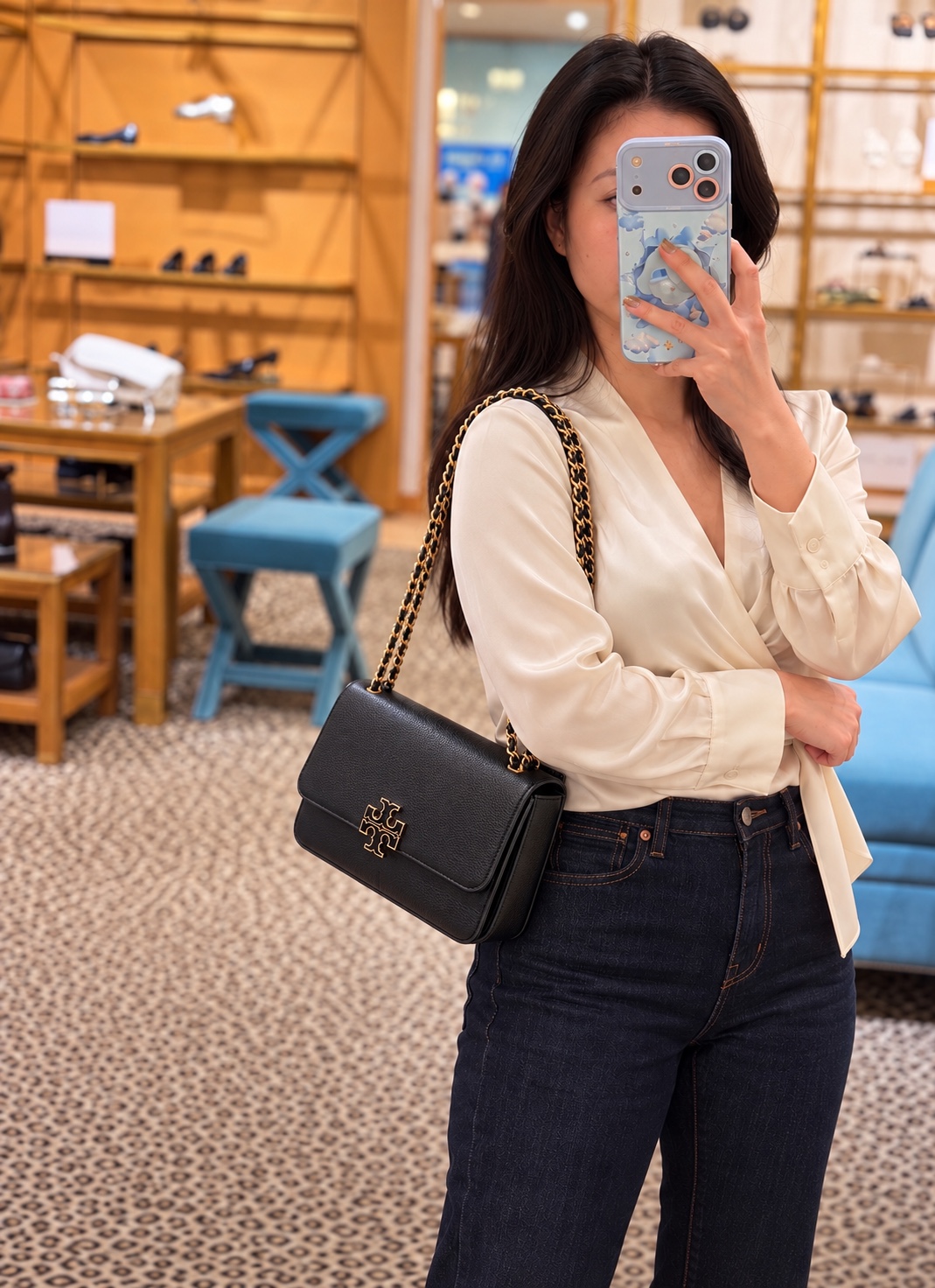 Tory Burch Rectangular Chain Shoulder Bag – Black