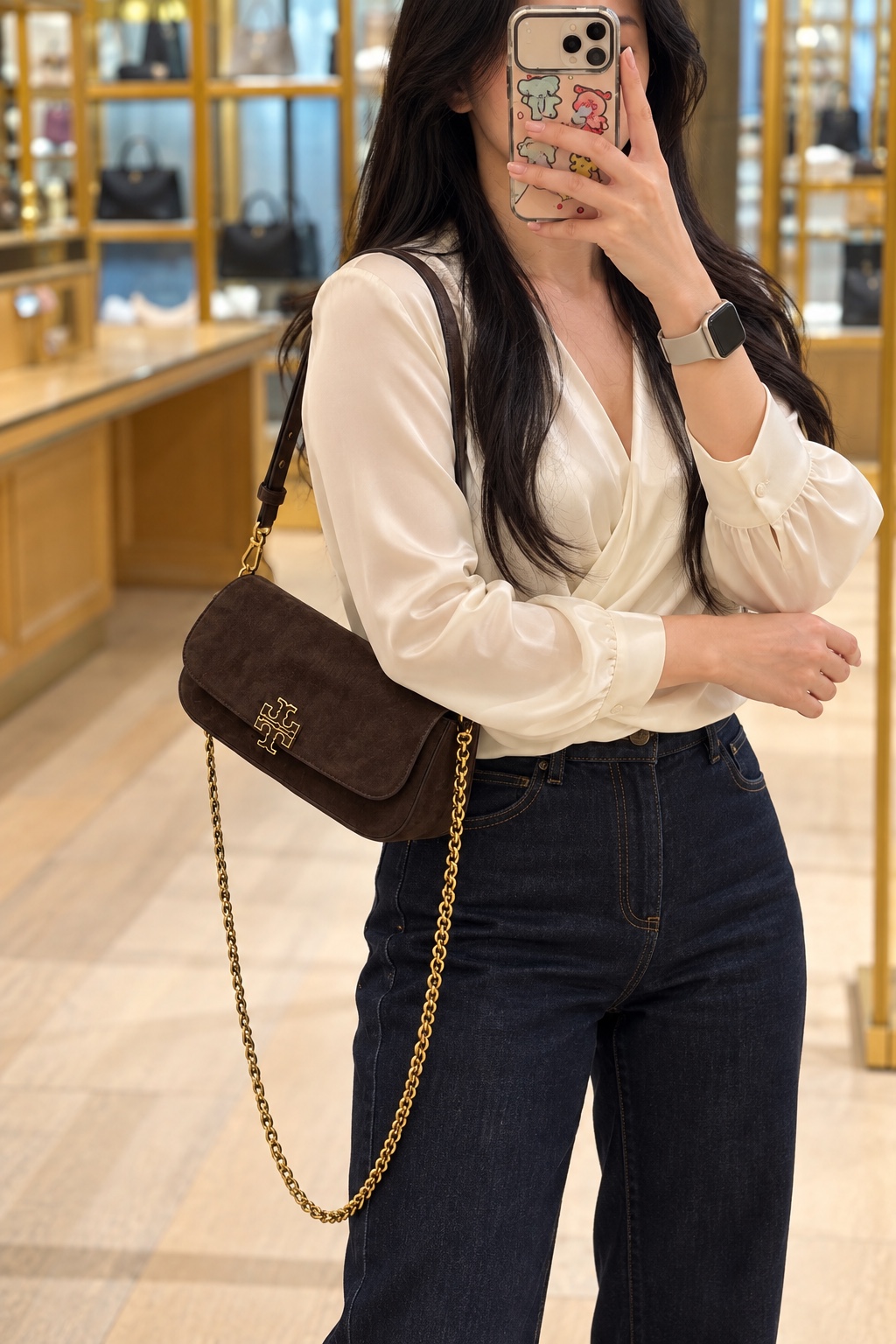 Tory Burch Rectangular Chain Shoulder Bag – Brown